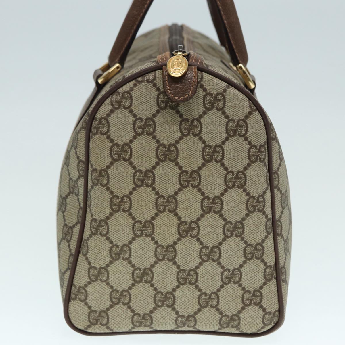 GUCCI GG Supreme Boston Bag PVC Leather Beige Gold 002 39 6842 yk14835