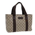 GUCCI GG Supreme Hand Bag PVC Leather Beige Silver 141976 yk14836