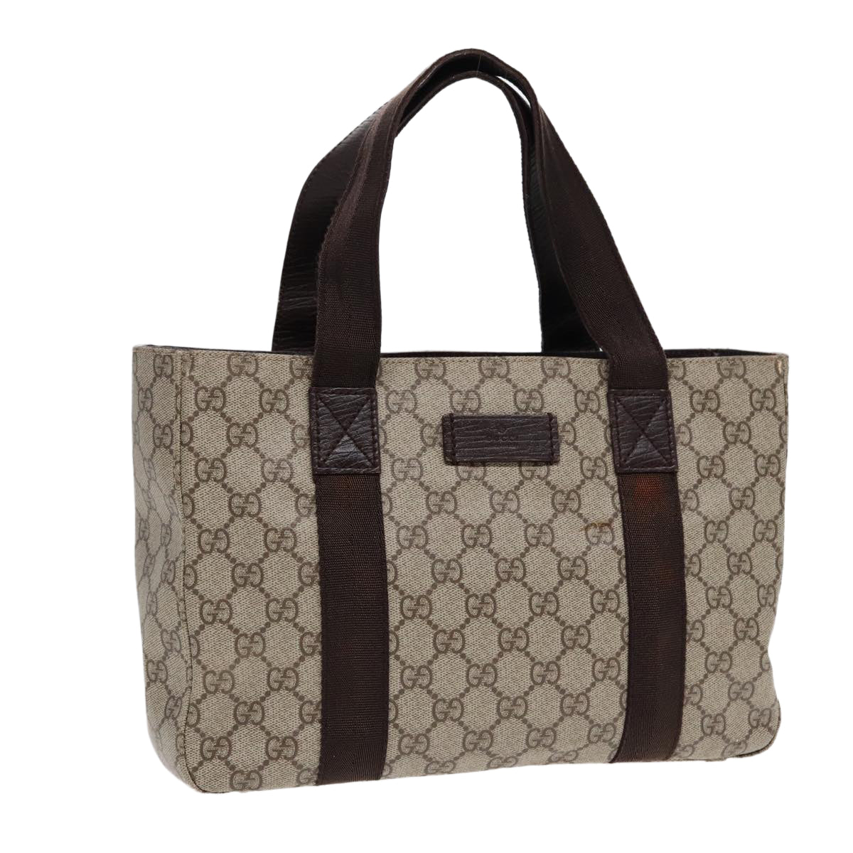 GUCCI GG Supreme Hand Bag PVC Leather Beige Silver 141976 yk14836