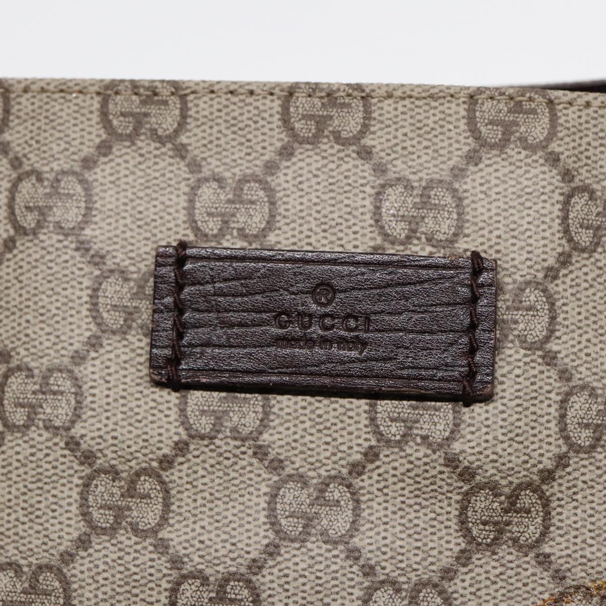 GUCCI GG Supreme Hand Bag PVC Leather Beige Silver 141976 yk14836