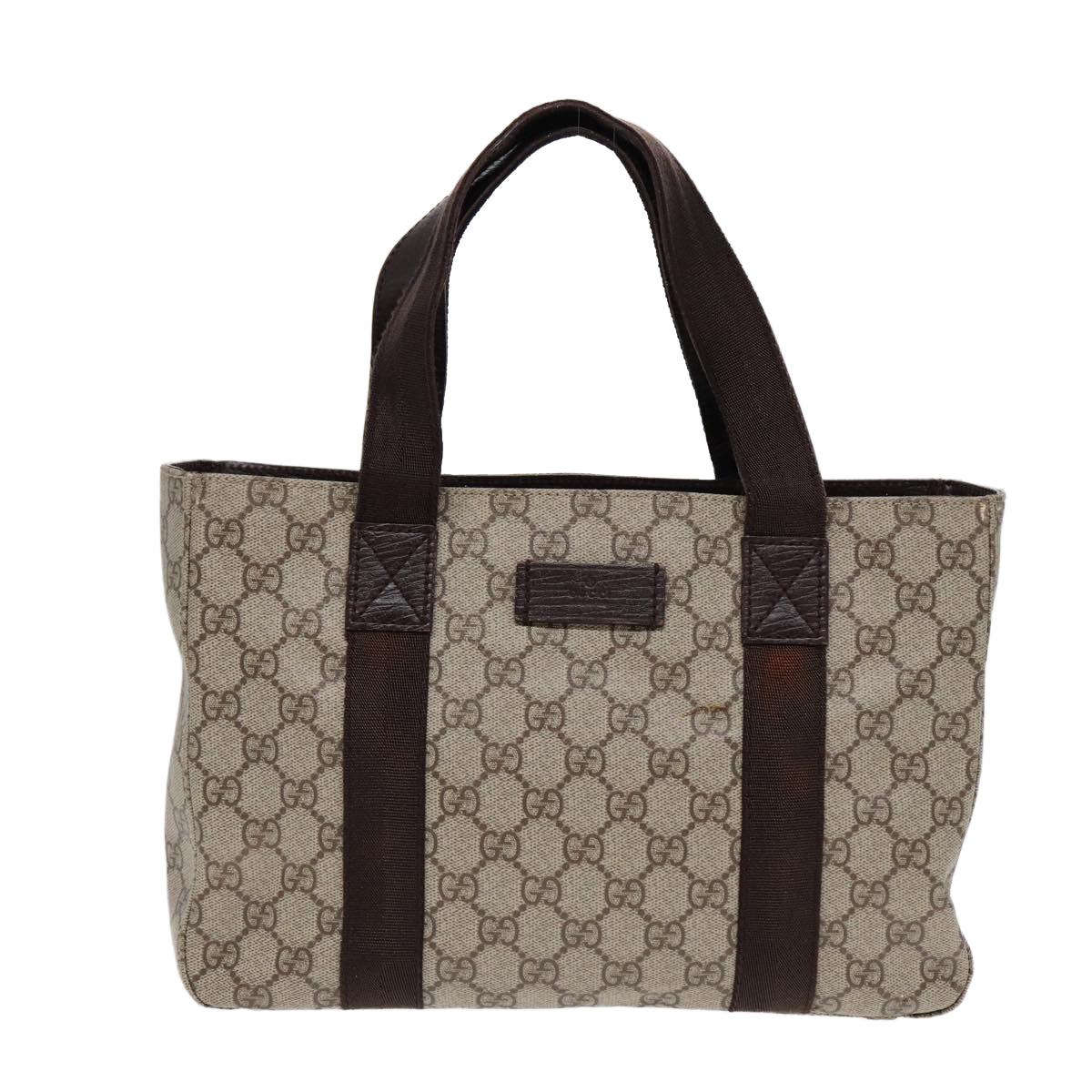 GUCCI GG Supreme Hand Bag PVC Leather Beige Silver 141976 yk14836