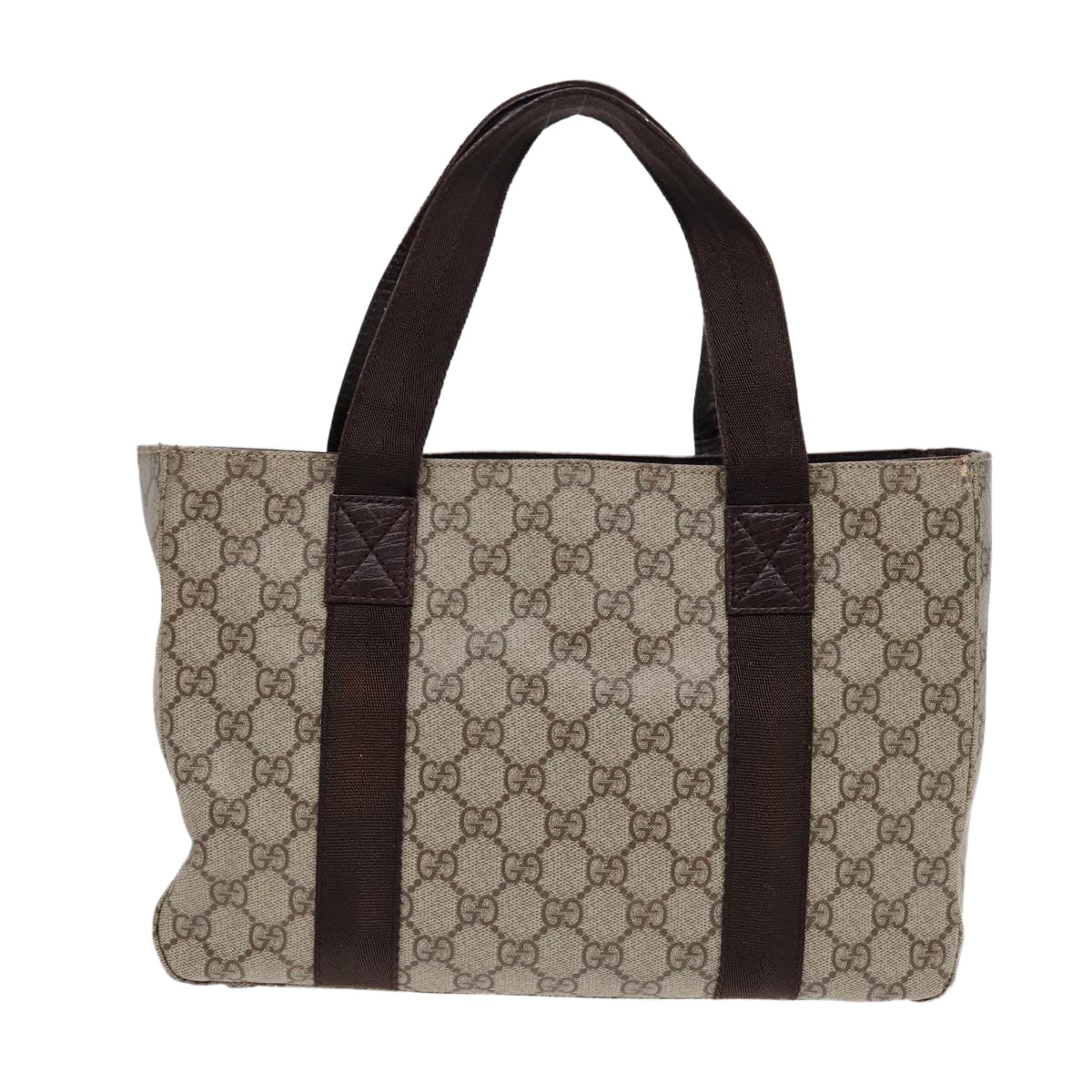 GUCCI GG Supreme Hand Bag PVC Leather Beige Silver 141976 yk14836
