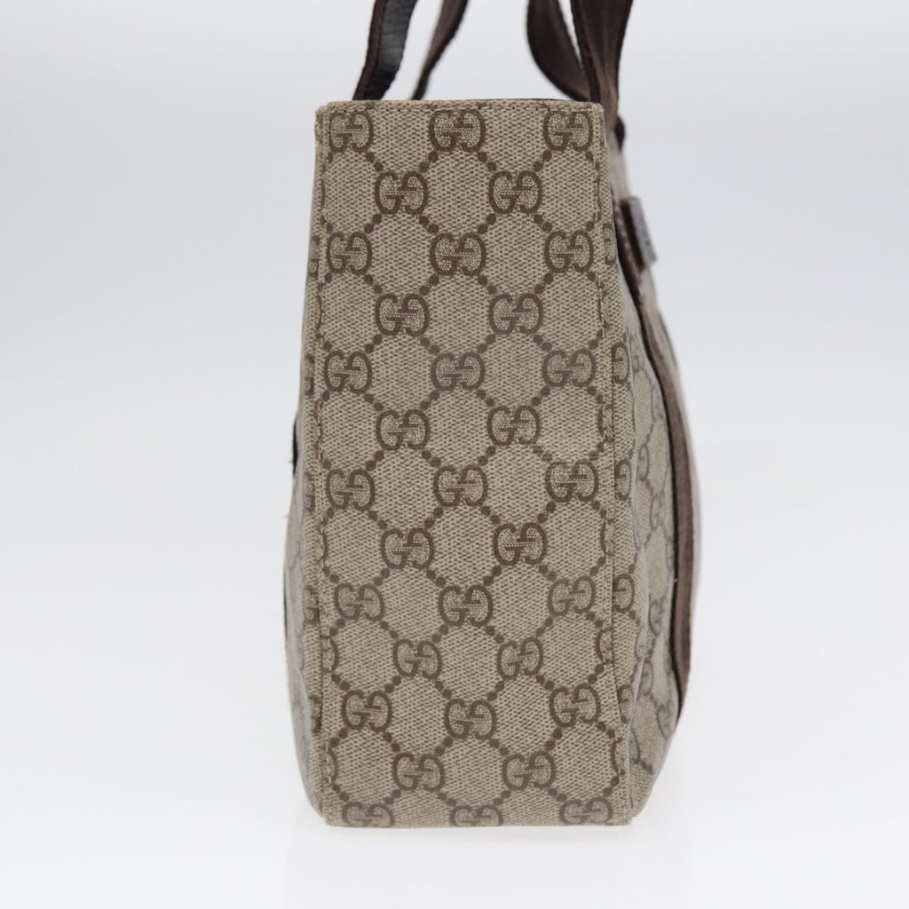 GUCCI GG Supreme Hand Bag PVC Leather Beige Silver 141976 yk14836