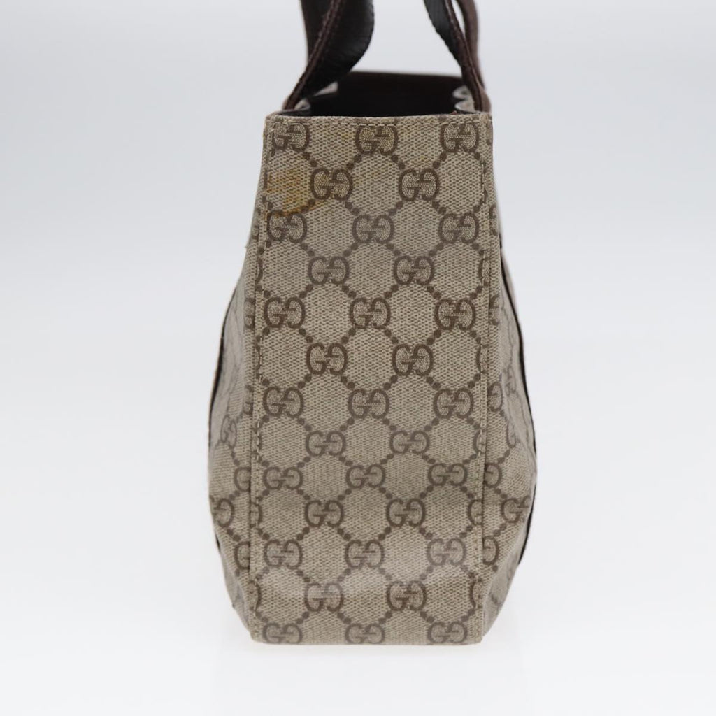GUCCI GG Supreme Hand Bag PVC Leather Beige Silver 141976 yk14836