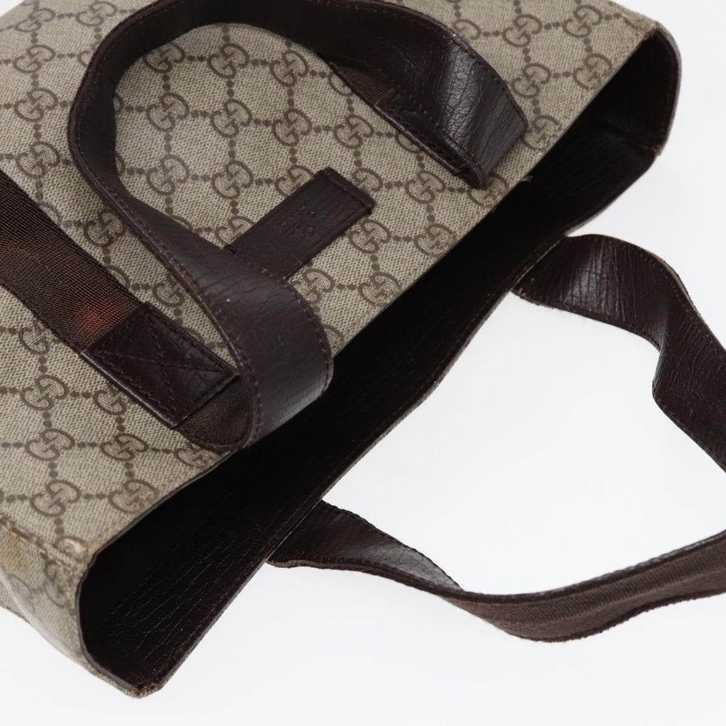 GUCCI GG Supreme Hand Bag PVC Leather Beige Silver 141976 yk14836