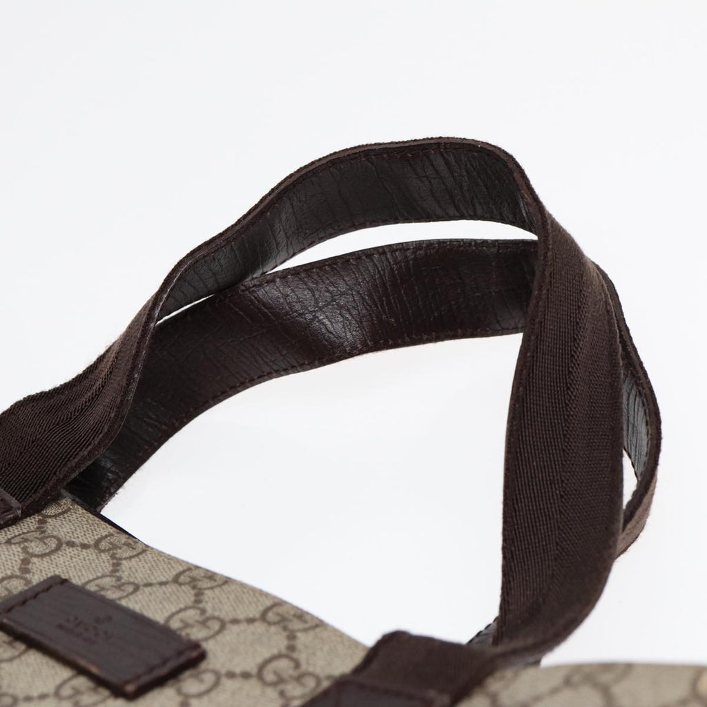GUCCI GG Supreme Hand Bag PVC Leather Beige Silver 141976 yk14836