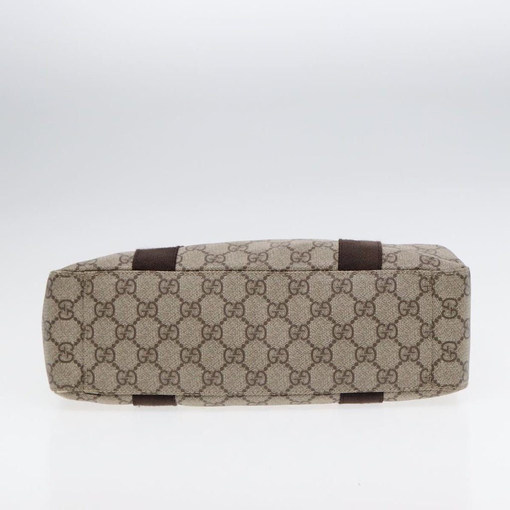 GUCCI GG Supreme Hand Bag PVC Leather Beige Silver 141976 yk14836