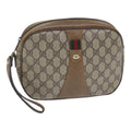 GUCCI GG Supreme Web Sherry Line Clutch Bag PVC Beige Red 89 01 034 yk14837