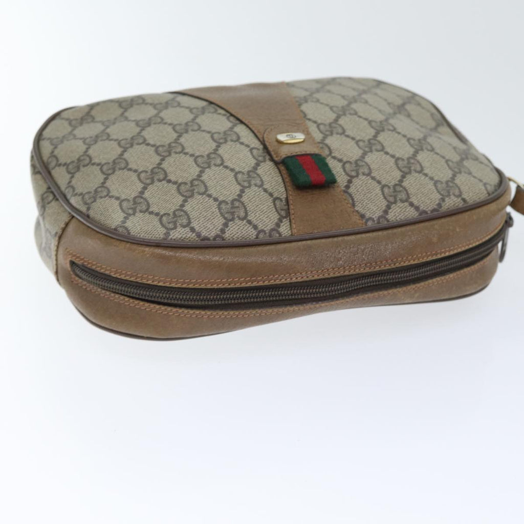 GUCCI GG Supreme Web Sherry Line Clutch Bag PVC Beige Red 89 01 034 yk14837