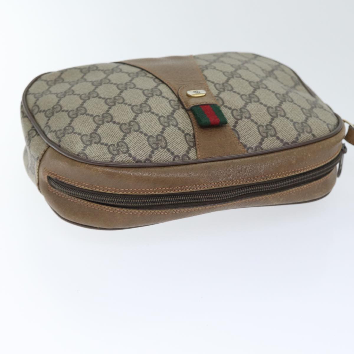 GUCCI GG Supreme Web Sherry Line Clutch Bag PVC Beige Red 89 01 034 yk14837