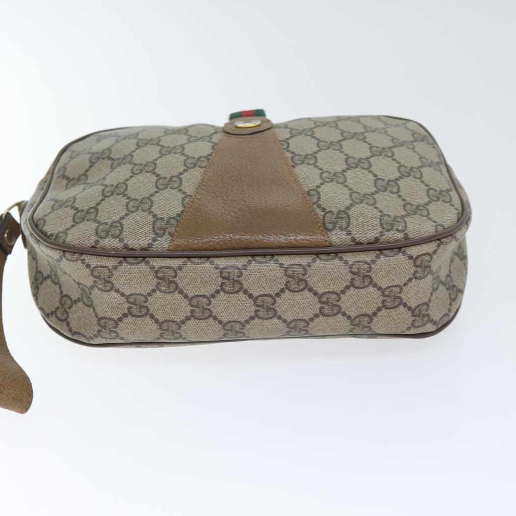 GUCCI GG Supreme Web Sherry Line Clutch Bag PVC Beige Red 89 01 034 yk14837