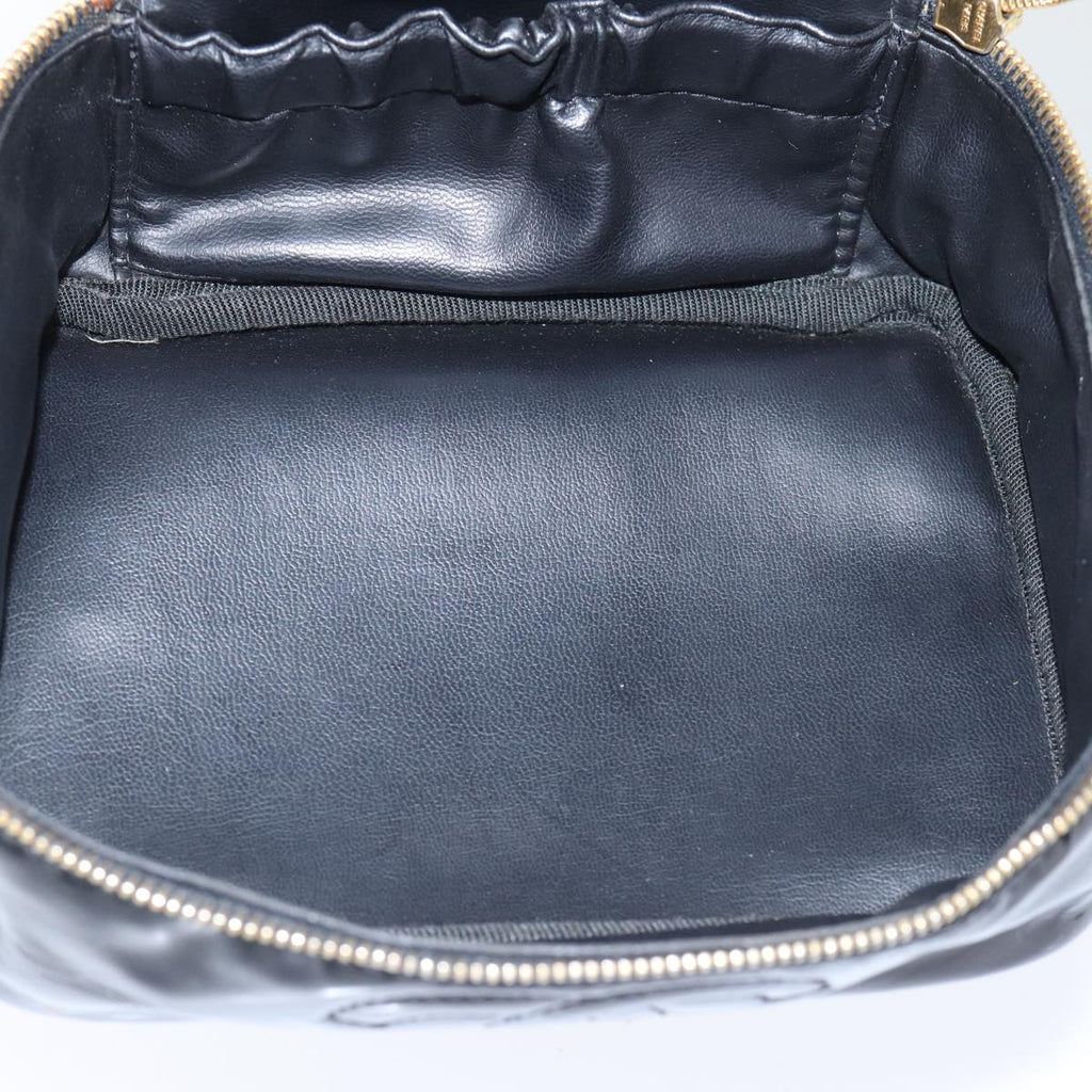 CHANEL COCO Mark Vanity Pouch Patent leather Black Gold CC yk14841