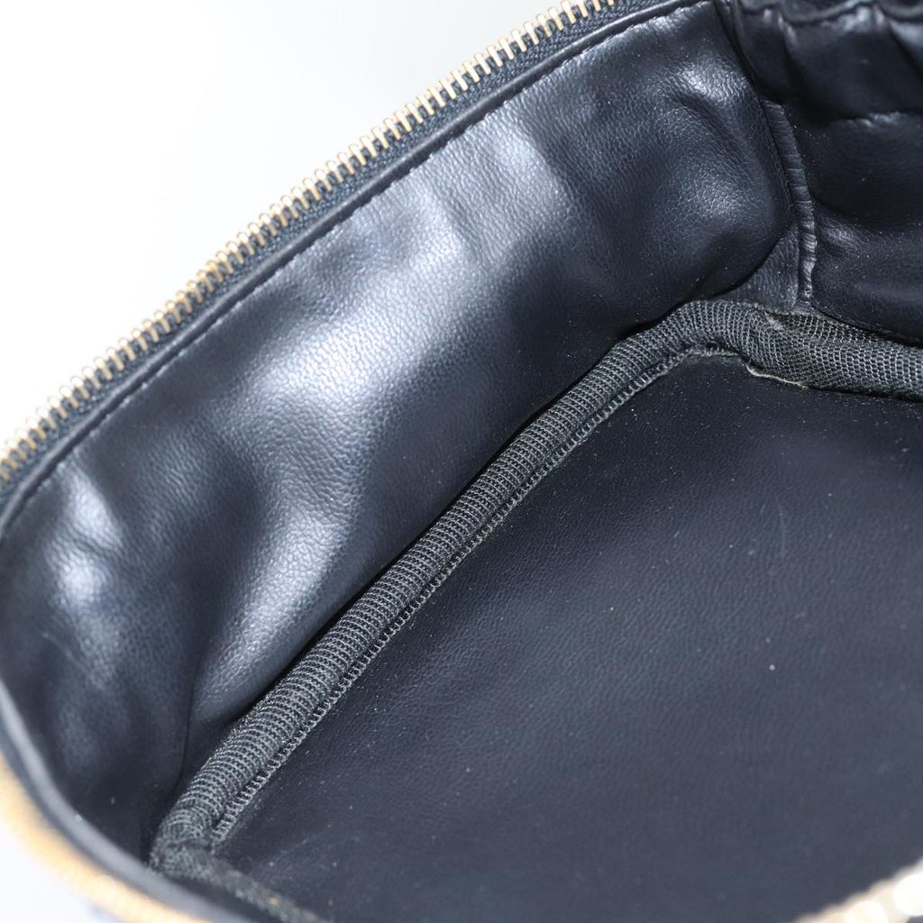 CHANEL COCO Mark Vanity Pouch Patent leather Black Gold CC yk14841