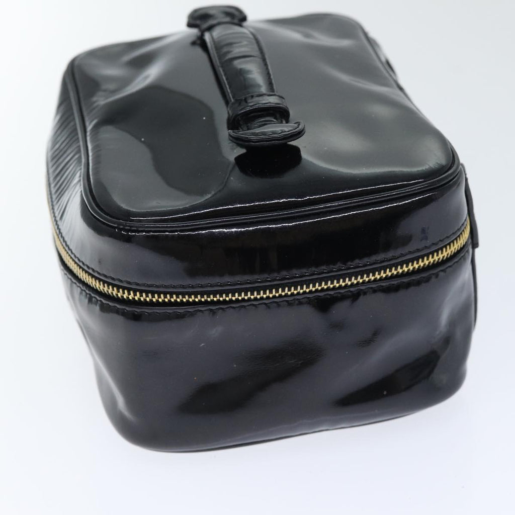 CHANEL COCO Mark Vanity Pouch Patent leather Black Gold CC yk14841