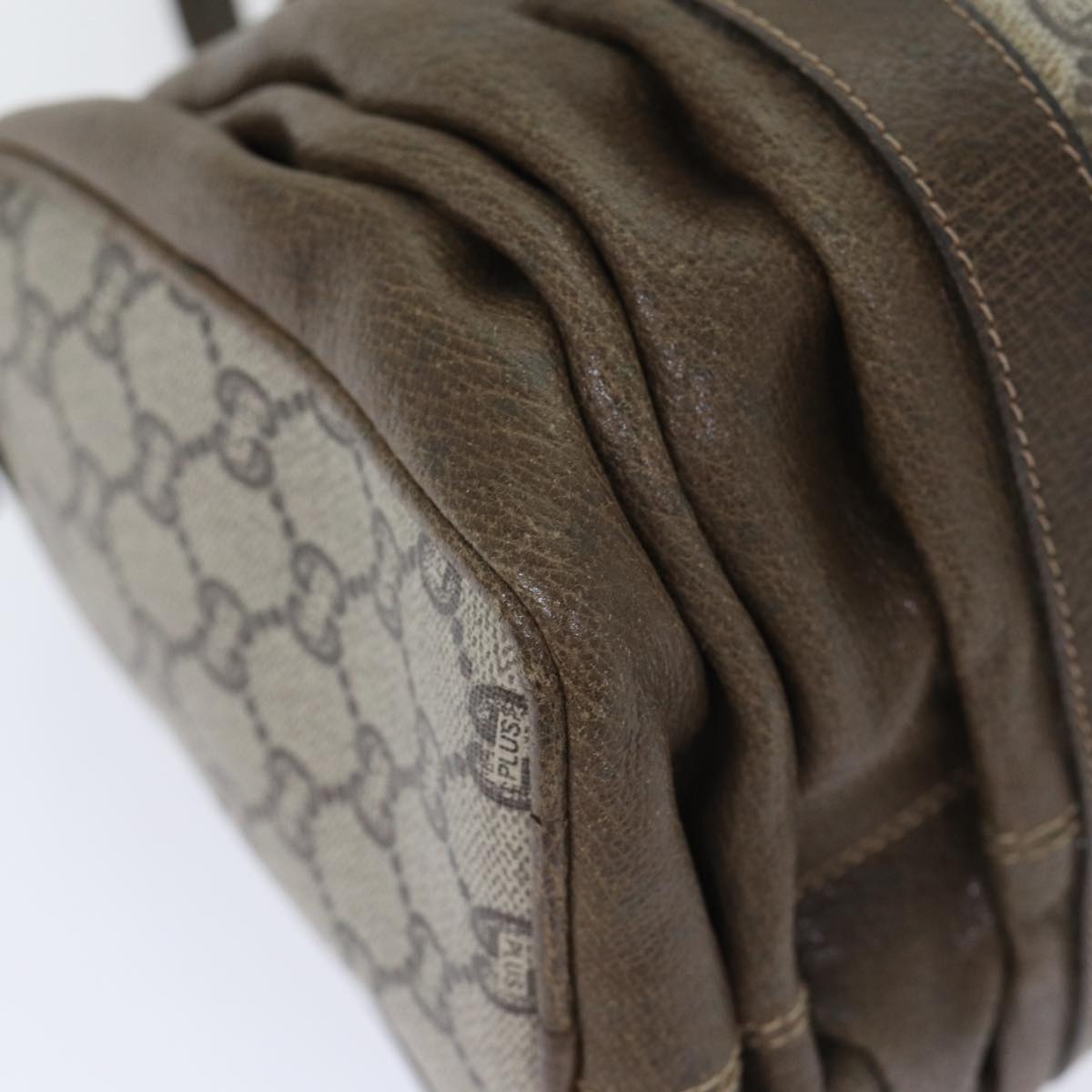 GUCCI GG Plus Supreme Boston Bag PVC Leather Beige Gold yk14846