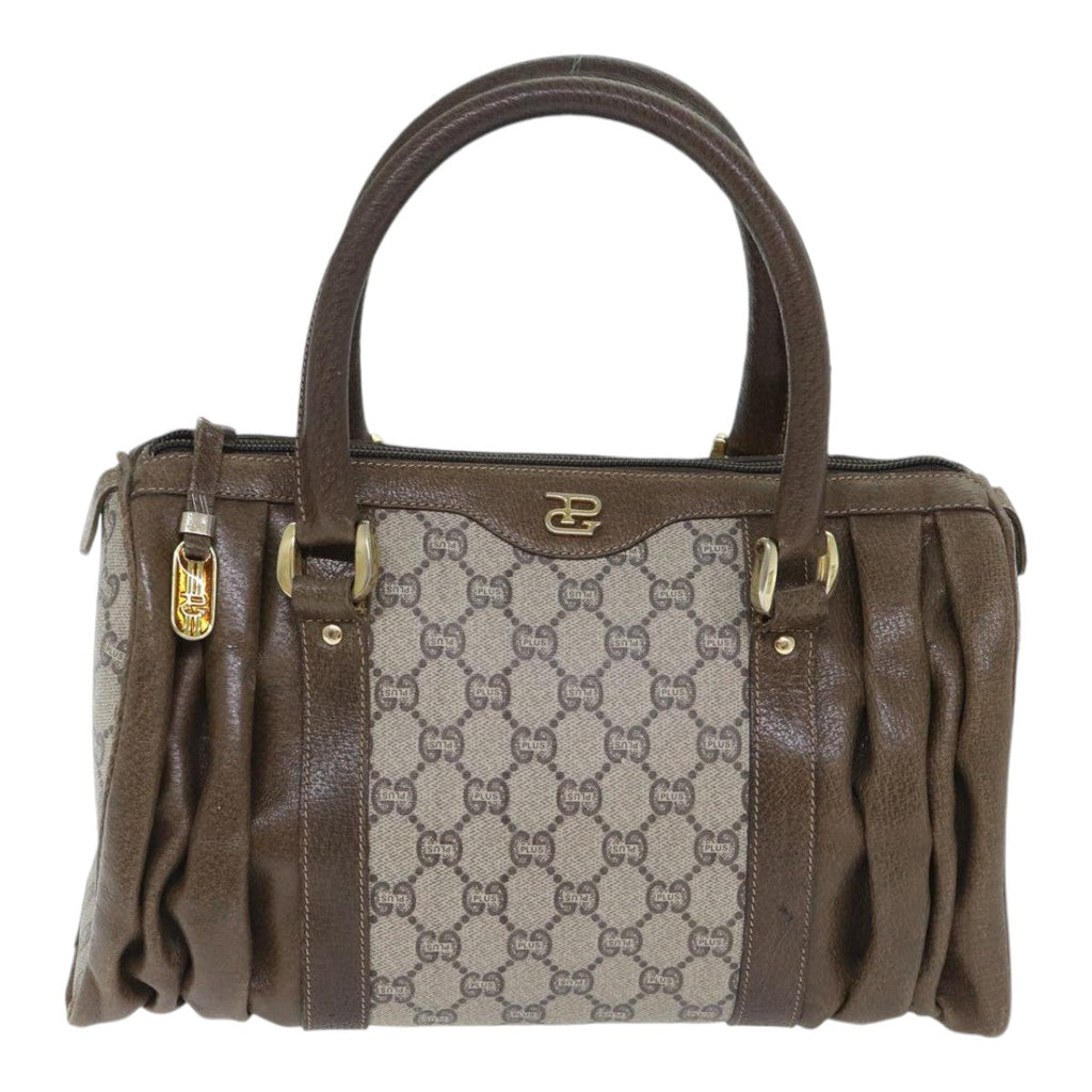 GUCCI GG Plus Supreme Boston Bag PVC Leather Beige Gold yk14846
