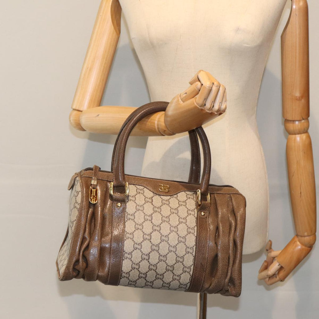 GUCCI GG Plus Supreme Boston Bag PVC Leather Beige Gold yk14846