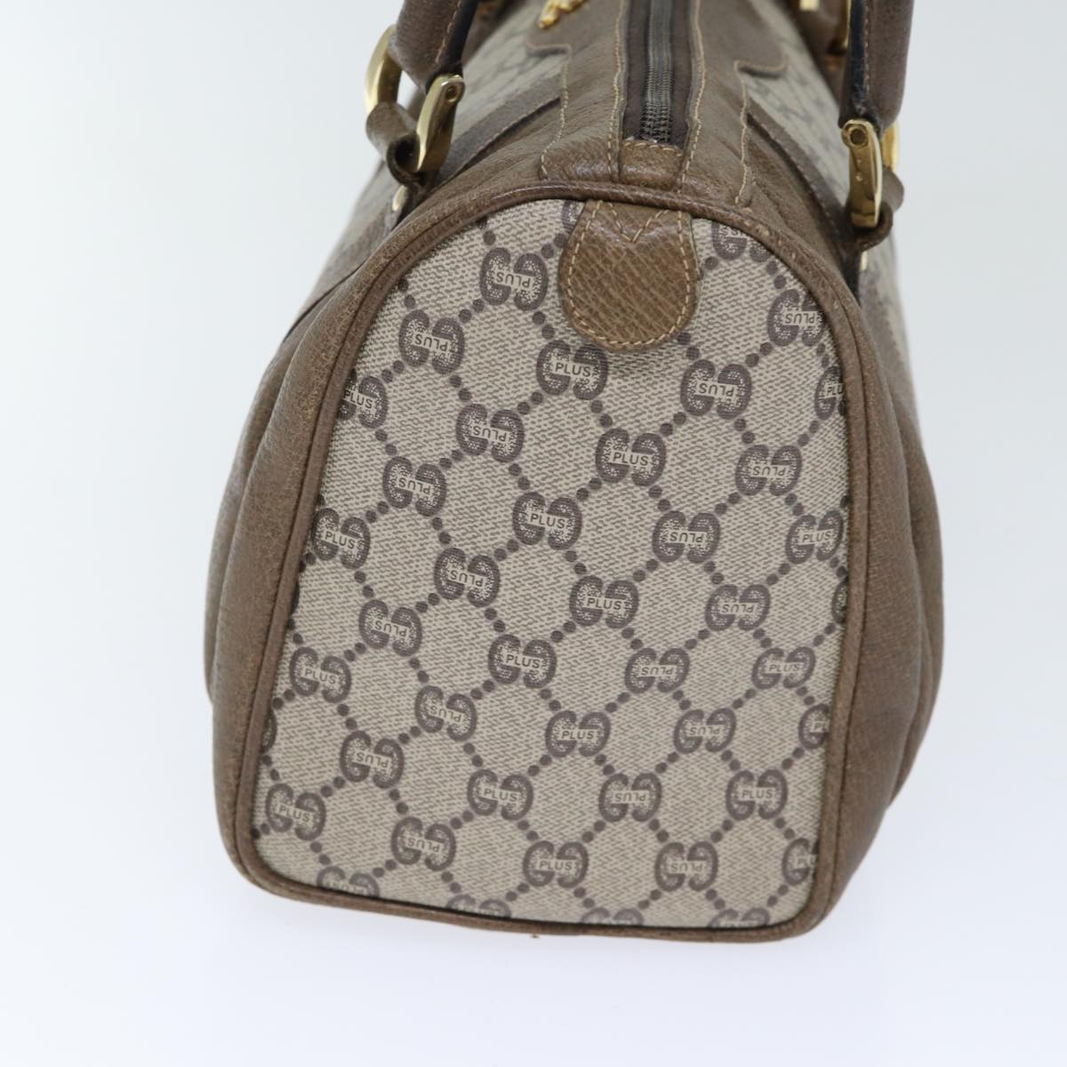 GUCCI GG Plus Supreme Boston Bag PVC Leather Beige Gold yk14846