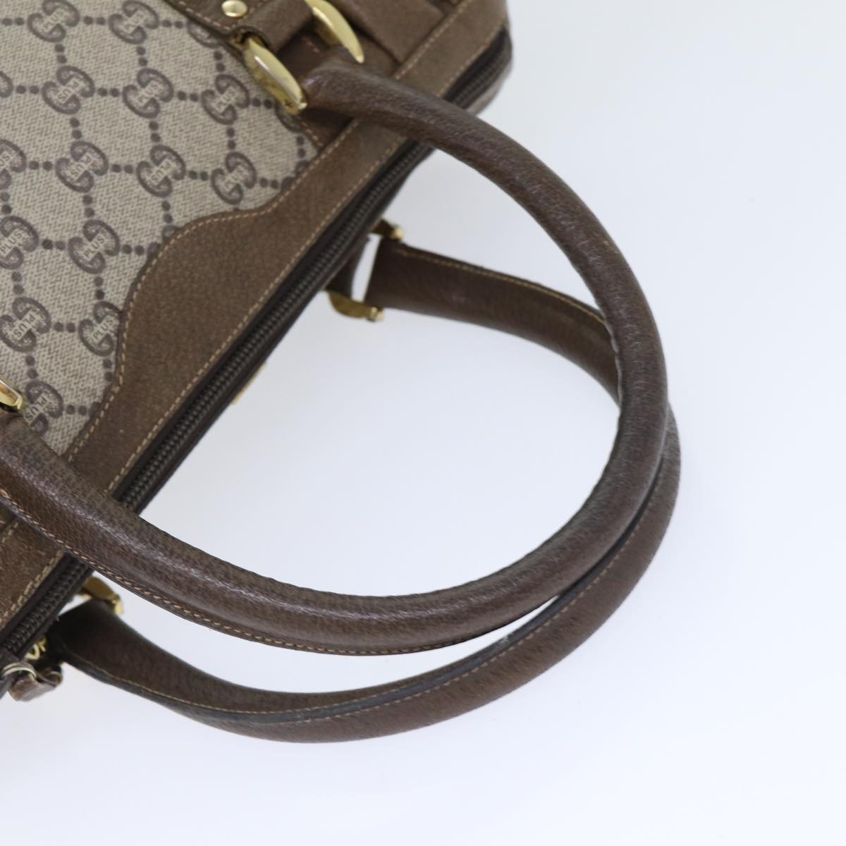 GUCCI GG Plus Supreme Boston Bag PVC Leather Beige Gold yk14846