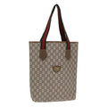 GUCCI GG Plus Supreme Web Sherry Line Tote Bag PVC Beige Gold yk14848