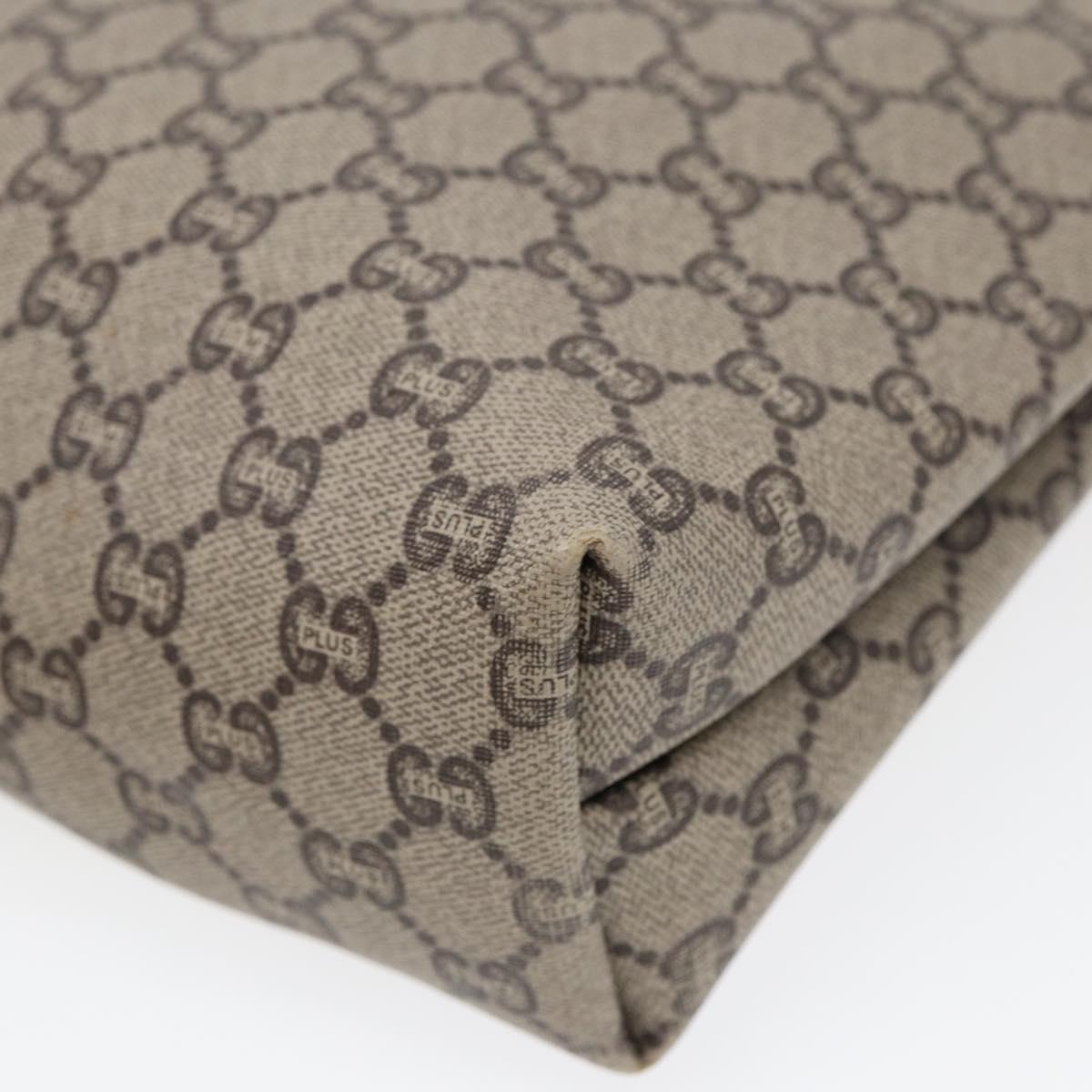 GUCCI GG Plus Supreme Web Sherry Line Tote Bag PVC Beige Gold yk14848