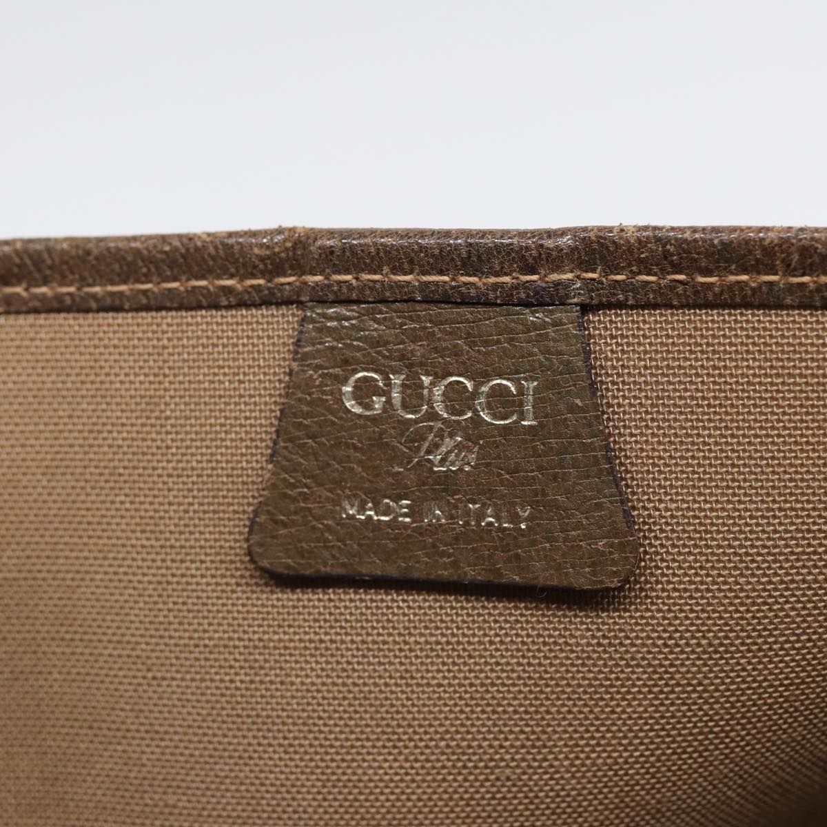 GUCCI GG Plus Supreme Web Sherry Line Tote Bag PVC Beige Gold yk14848