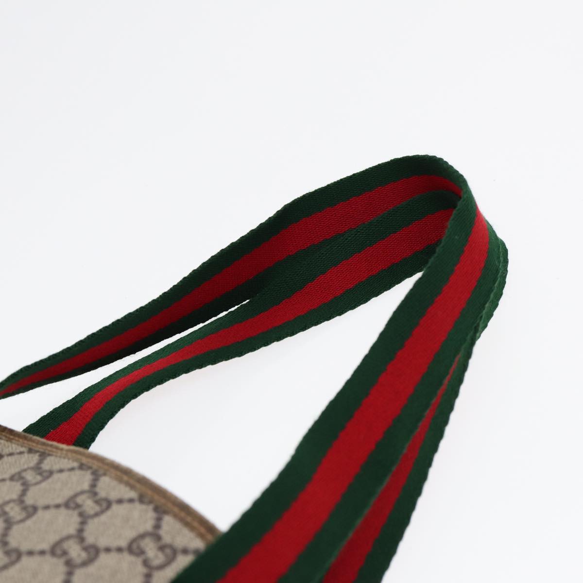 GUCCI GG Plus Supreme Web Sherry Line Tote Bag PVC Beige Gold yk14848