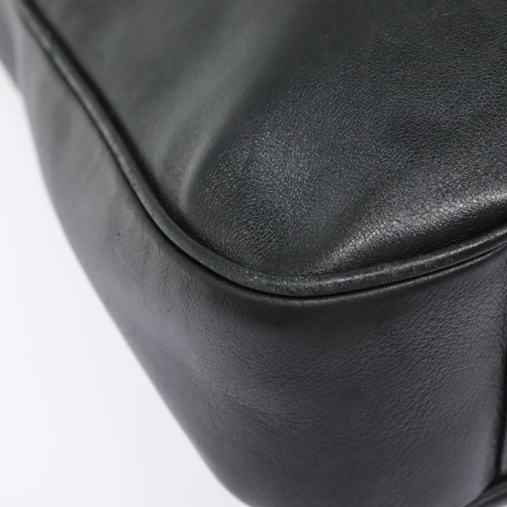 GUCCI Bamboo Hand Bag Leather Black Gold yk14858