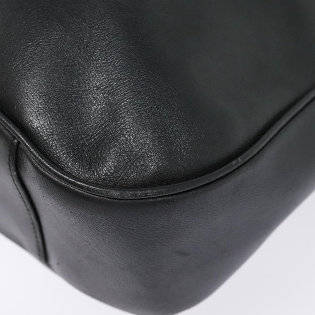GUCCI Bamboo Hand Bag Leather Black Gold yk14858