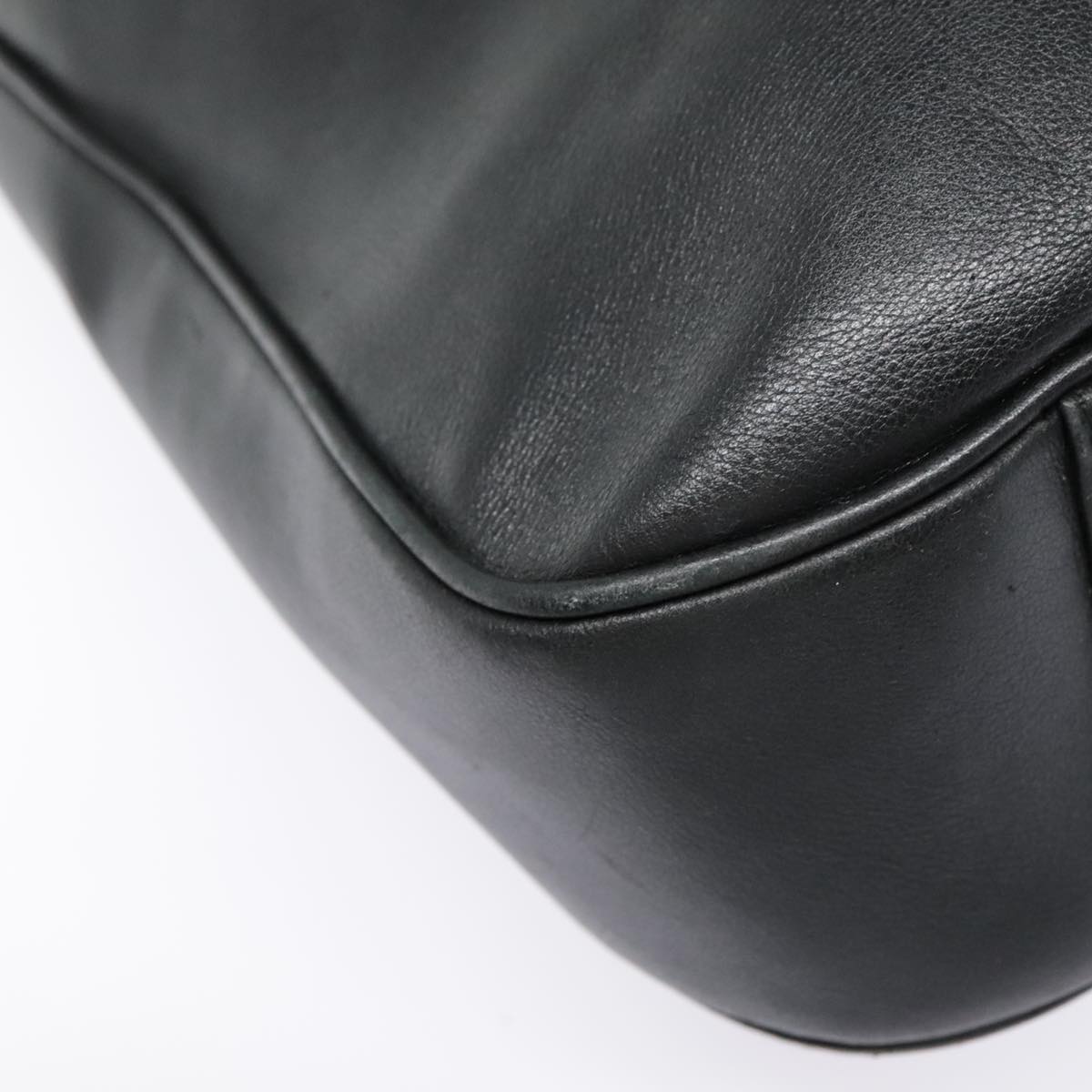 GUCCI Bamboo Hand Bag Leather Black Gold yk14858