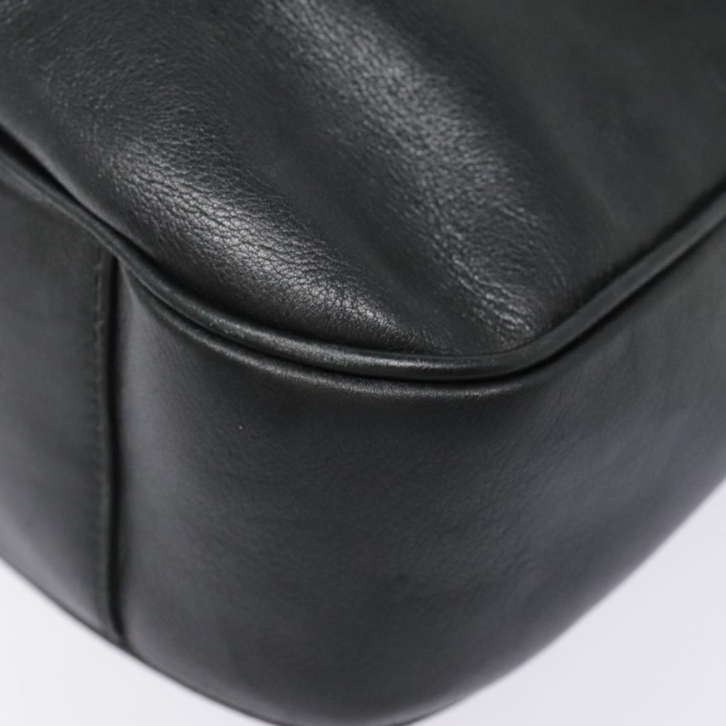 GUCCI Bamboo Hand Bag Leather Black Gold yk14858