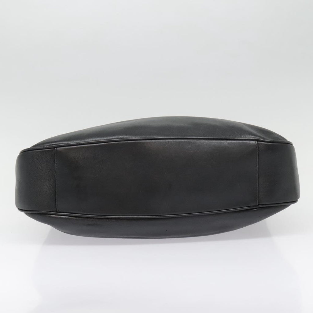 GUCCI Bamboo Hand Bag Leather Black Gold yk14858