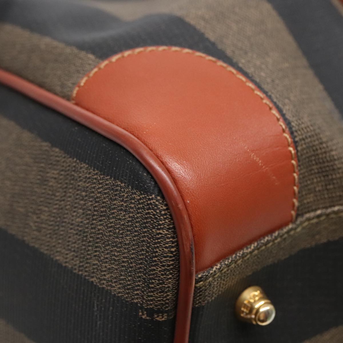 FENDI Pecan Canvas Boston Bag Brown Black gold yk14862