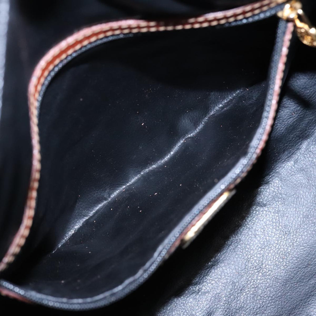 FENDI Pecan Canvas Boston Bag Brown Black gold yk14862