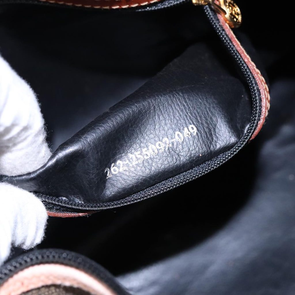 FENDI Pecan Canvas Boston Bag Brown Black gold yk14862