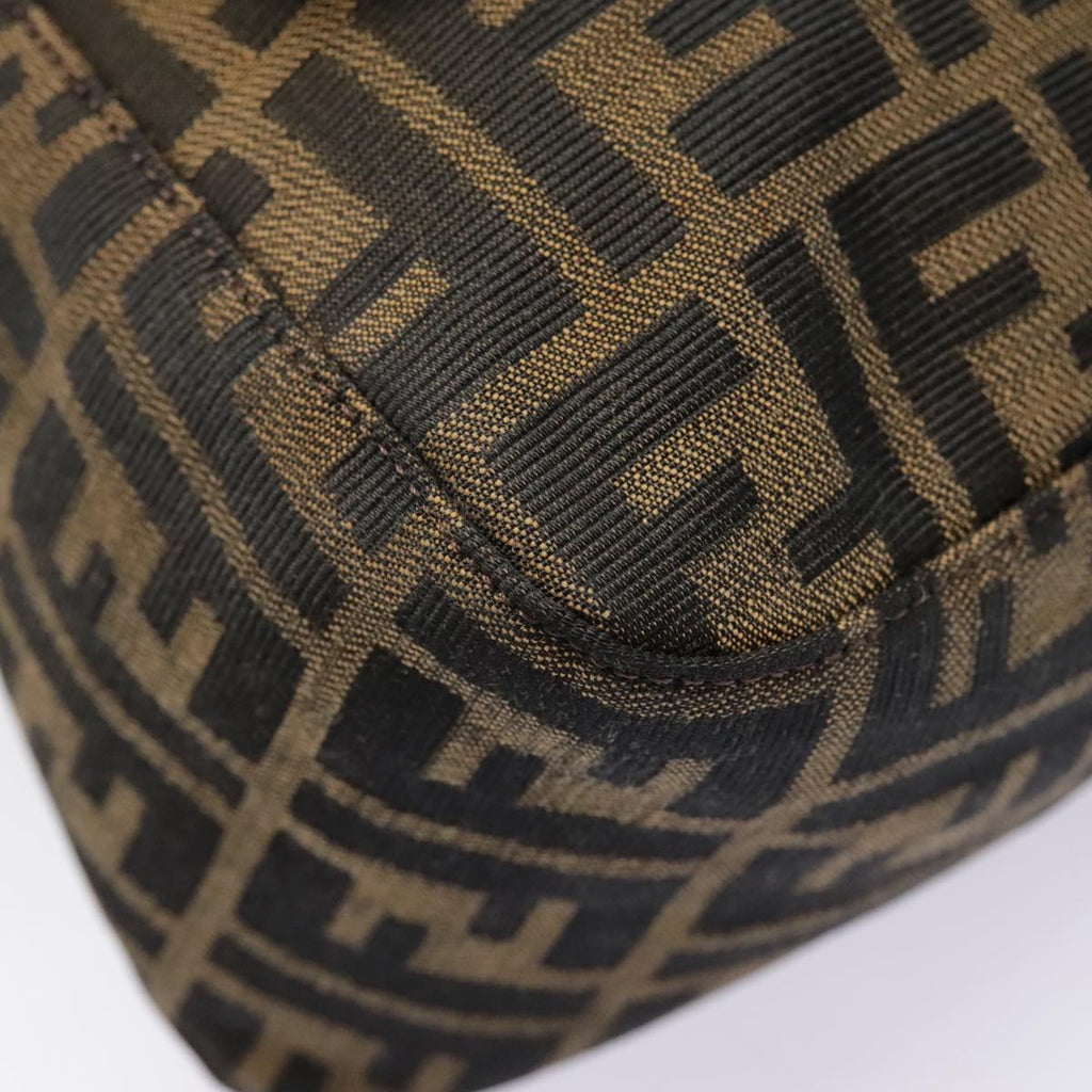 FENDI Zucca Canvas Mamma Baguette Shoulder Bag Brown Black Silver yk14866A