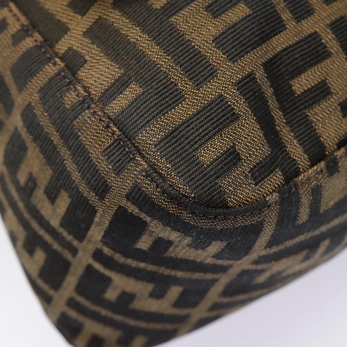 FENDI Zucca Canvas Mamma Baguette Shoulder Bag Brown Black Silver yk14866A