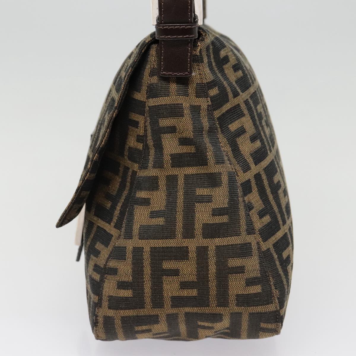 FENDI Zucca Canvas Mamma Baguette Shoulder Bag Brown Black Silver yk14866A