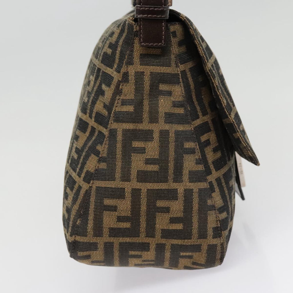 FENDI Zucca Canvas Mamma Baguette Shoulder Bag Brown Black Silver yk14866A