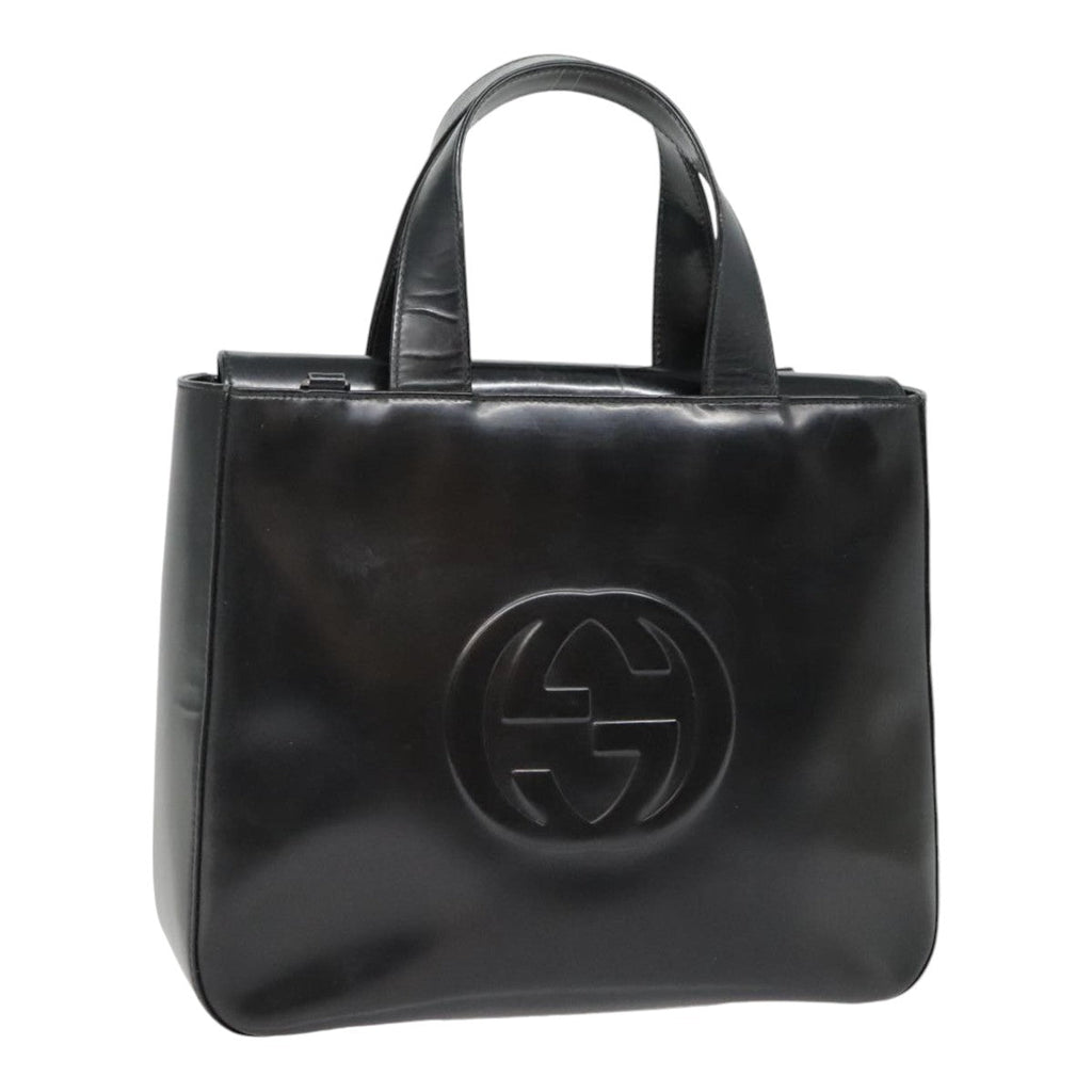 GUCCI Hand Bag Patent leather Black Silver 000 1013 0504 yk14877