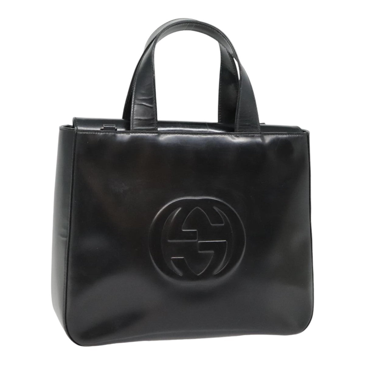GUCCI Hand Bag Patent leather Black Silver 000 1013 0504 yk14877