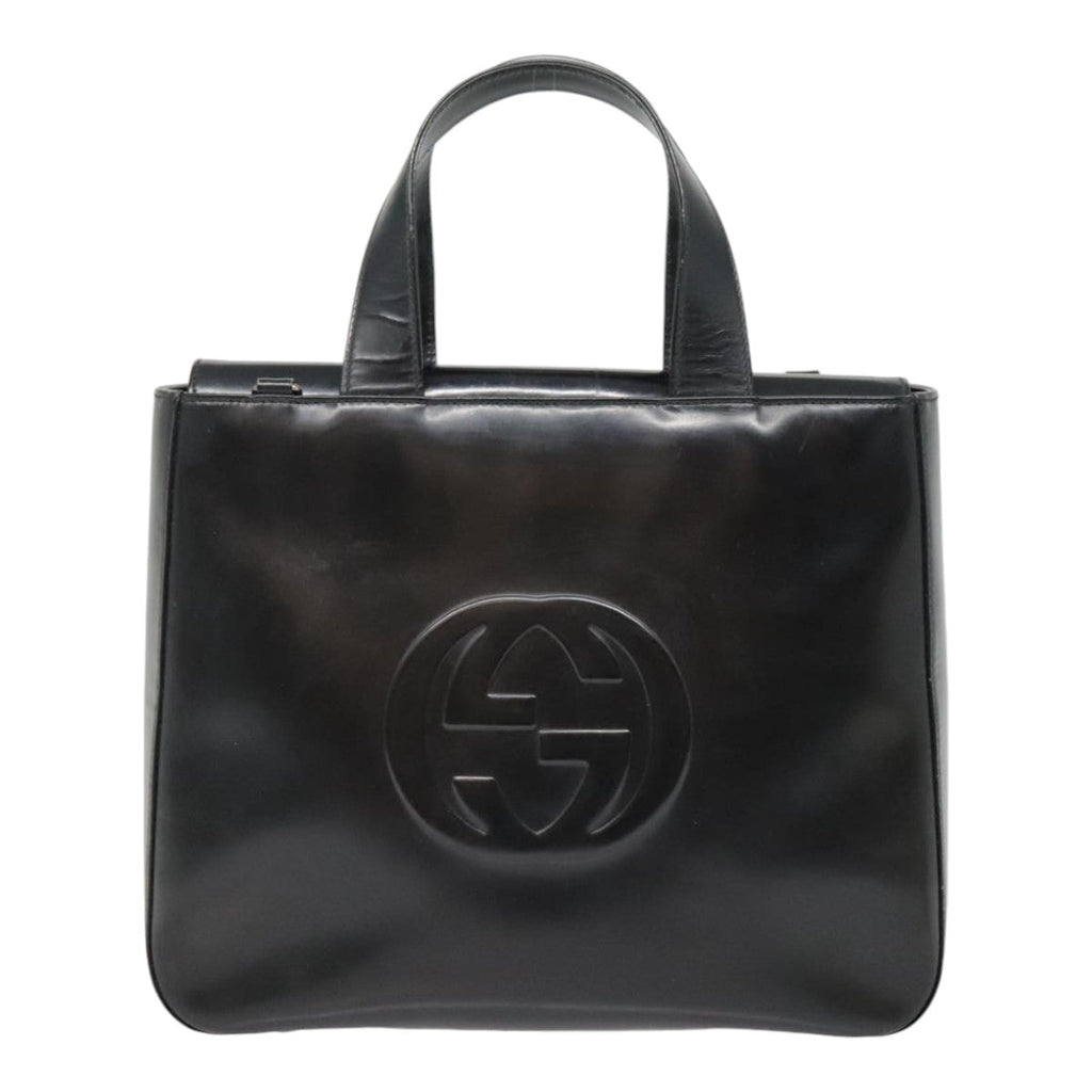 GUCCI Hand Bag Patent leather Black Silver 000 1013 0504 yk14877