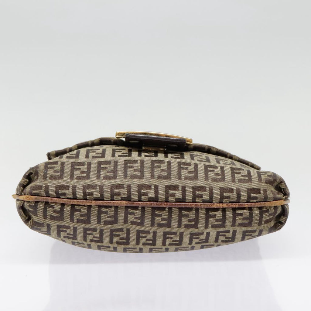 FENDI Zucchino Canvas Shoulder Bag Gold Beige yk14894