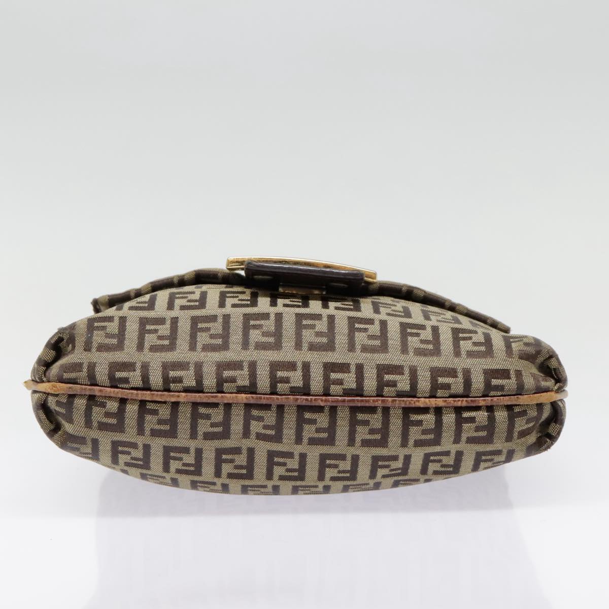 FENDI Zucchino Canvas Shoulder Bag Gold Beige yk14894