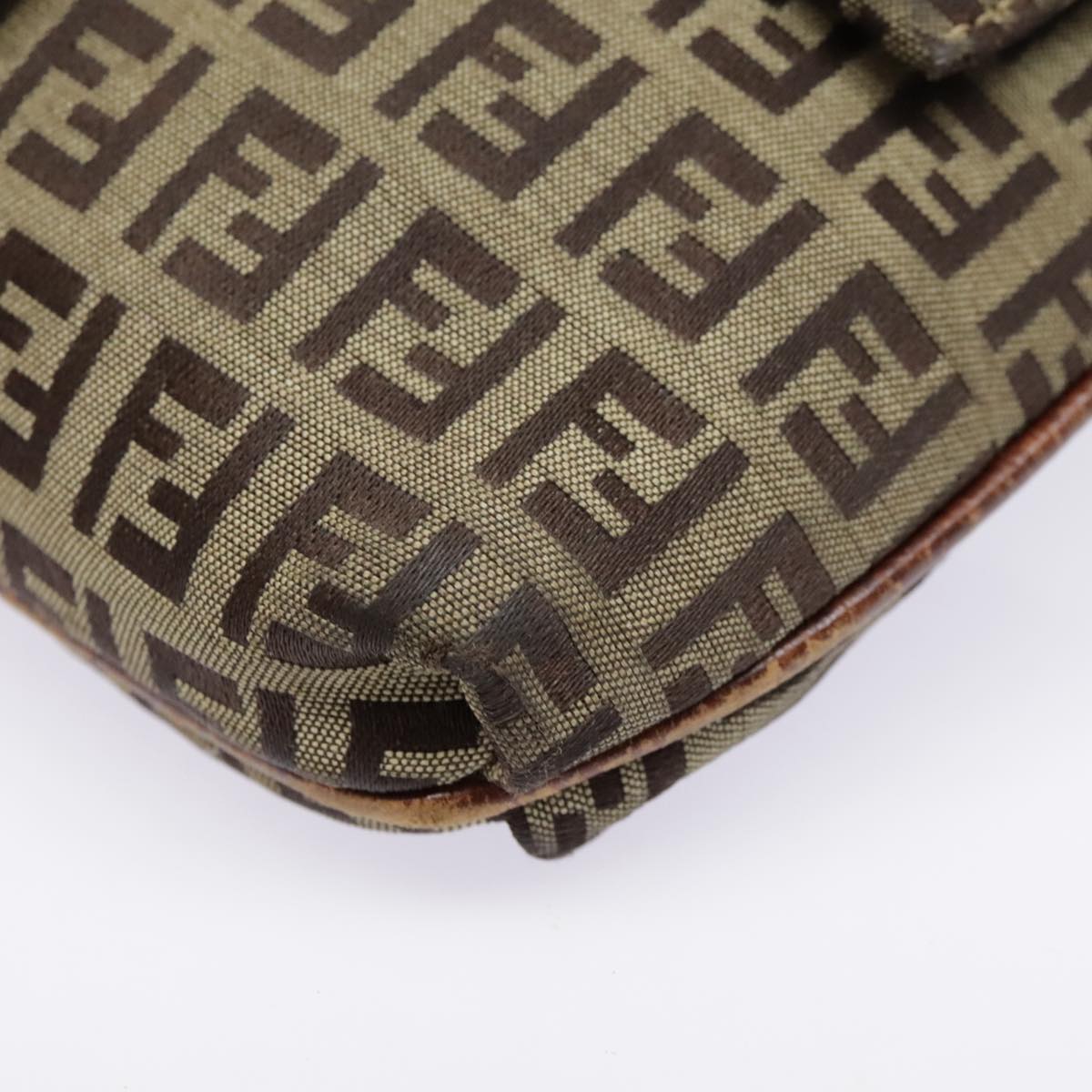 FENDI Zucchino Canvas Shoulder Bag Gold Beige yk14894