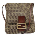 FENDI Zucchino Canvas Shoulder Bag Gold Beige yk14894