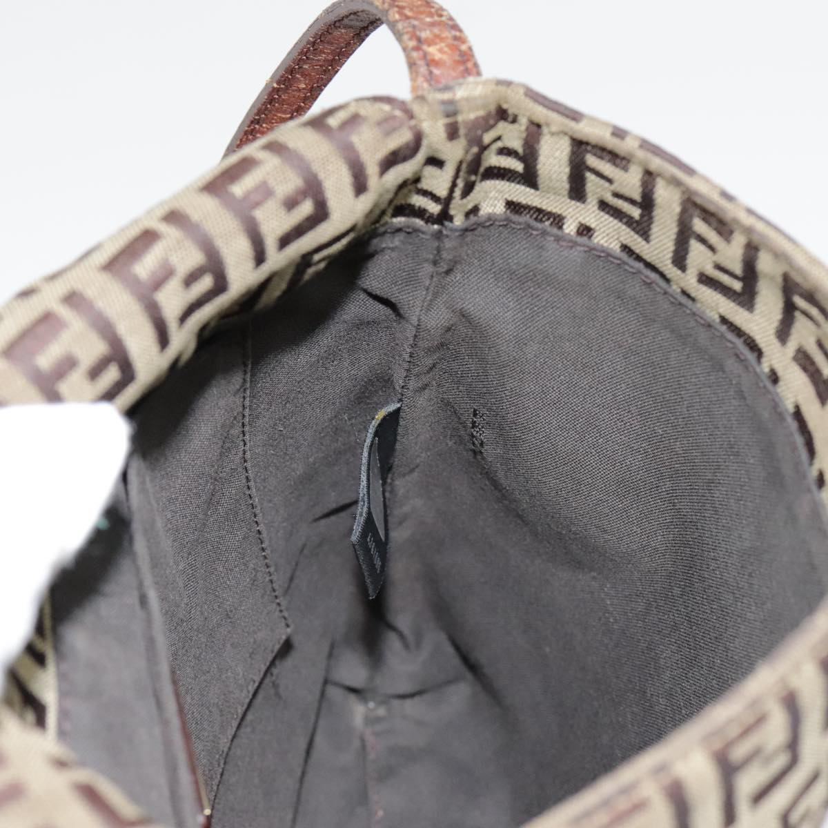 FENDI Zucchino Canvas Shoulder Bag Gold Beige yk14894