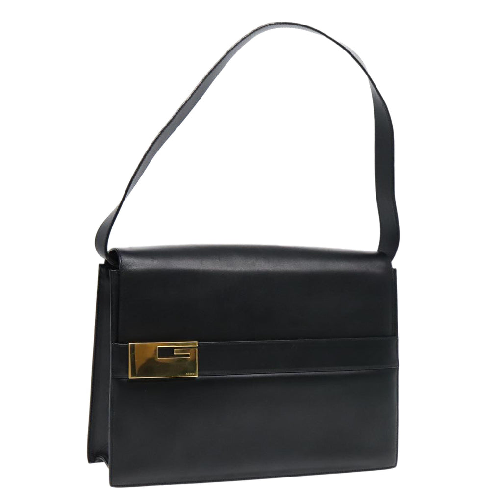 GUCCI Shoulder Bag Leather Gold Black 001 1274 1910 yk14895