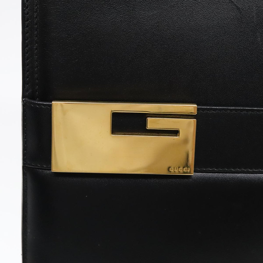 GUCCI Shoulder Bag Leather Gold Black 001 1274 1910 yk14895