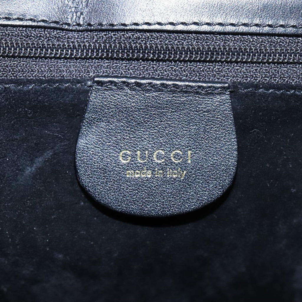 GUCCI Shoulder Bag Leather Gold Black 001 1274 1910 yk14895